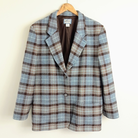 Pendleton Jackets & Blazers - Pendelton Plaid Blazer Blue Brown Size XL Wool